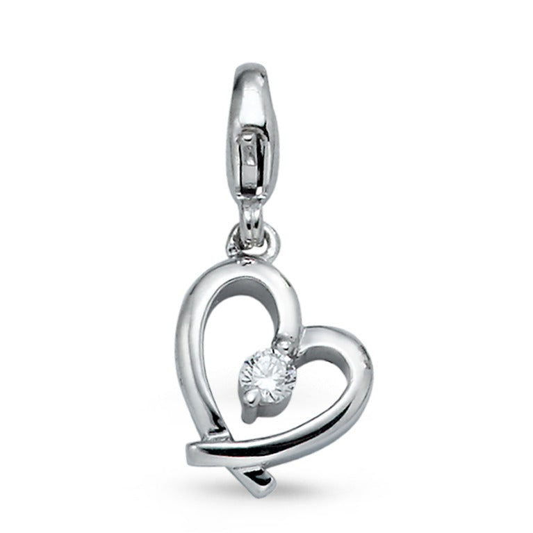 Charms Silver Zirconia Rhodium plated Heart