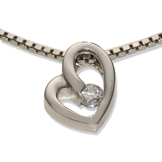 Pendant Silver Zirconia Rhodium plated Heart