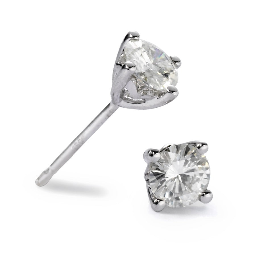 Stud earrings 18k White Gold Moissanite 2 Stones Ø5 mm