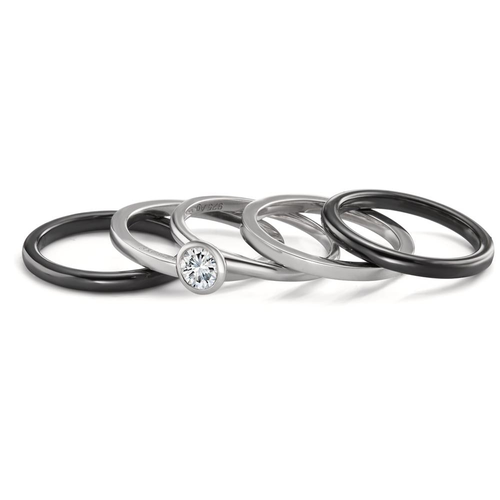 Stacking ring Silver Rhodium plated