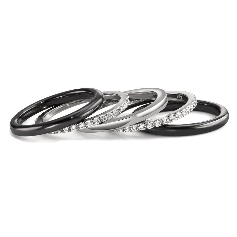 Stacking ring Silver Rhodium plated