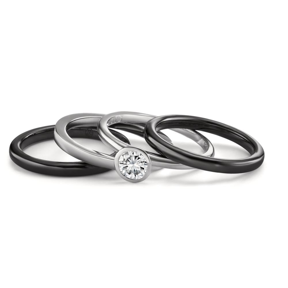 Stacking ring Silver Rhodium plated