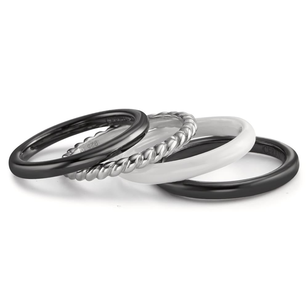 Stacking ring Silver Rhodium plated