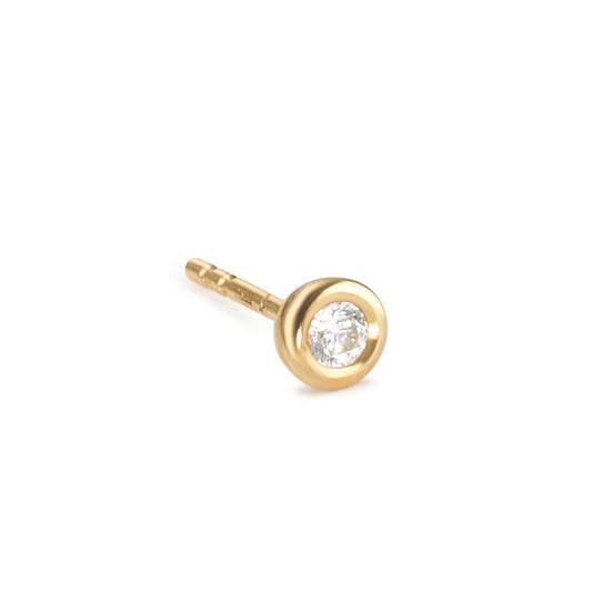 Single stud earring 9k Yellow Gold Zirconia Ø4 mm