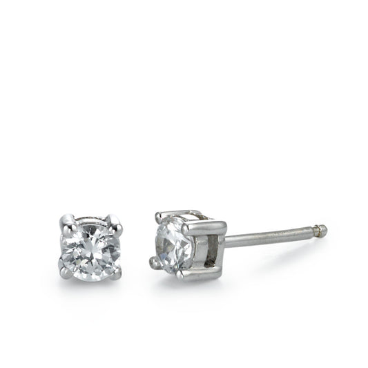 Stud earrings Silver Zirconia White, 2 Stones Rhodium plated Ø4.5 mm