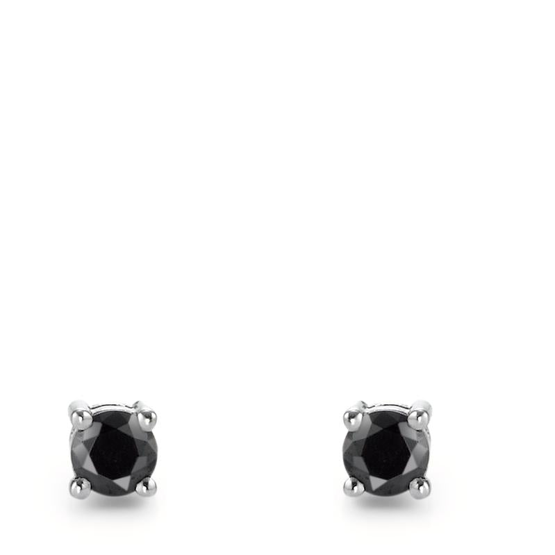 Stud earrings Silver Zirconia Black, 2 Stones Rhodium plated Ø4.5 mm