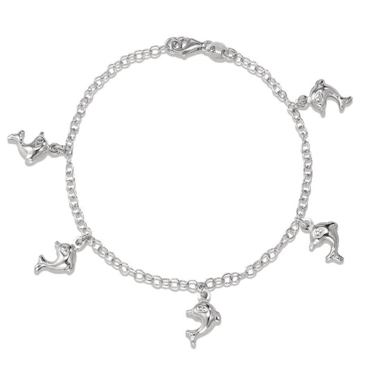 Bracelet Silver Rhodium plated Dolphin 12-18 cm