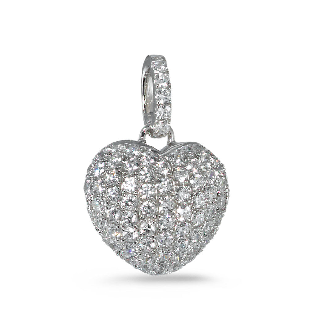 Pendant Silver Zirconia Rhodium plated Heart