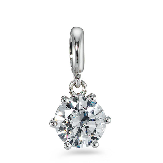 Pendant Silver Zirconia Rhodium plated Ø6.5 mm