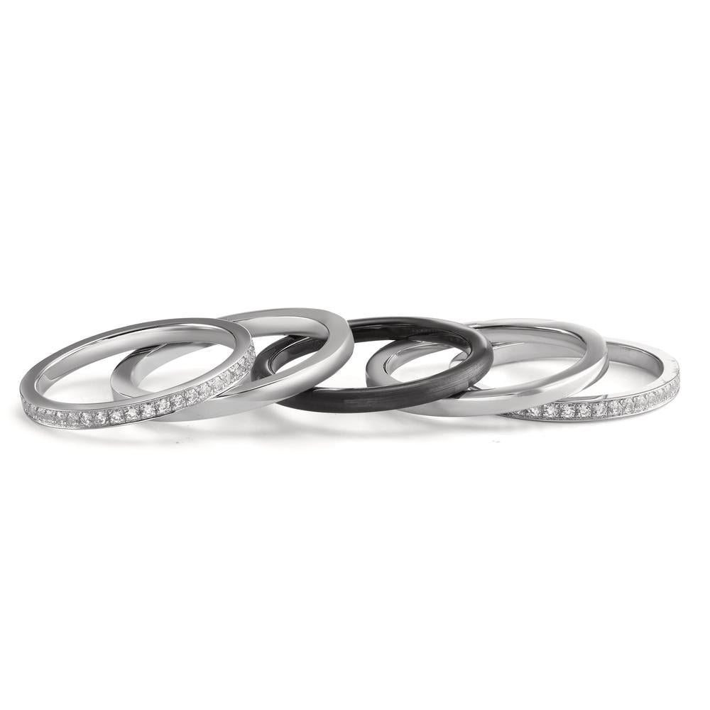 Memory ring Silver Zirconia White Rhodium plated