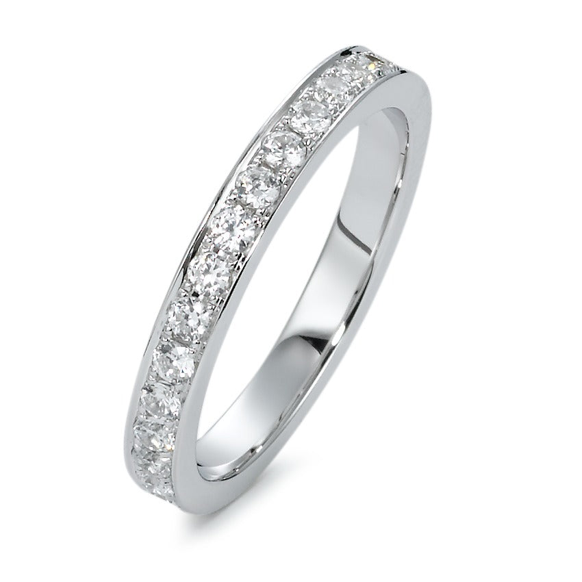 Memory ring Silver Zirconia White Rhodium plated