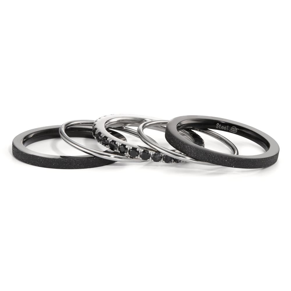 Memory ring Stainless steel Zirconia Black