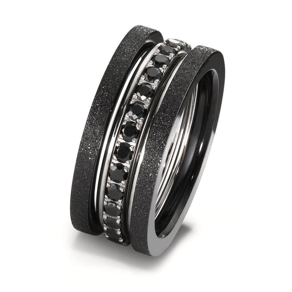 Memory ring Stainless steel Zirconia Black