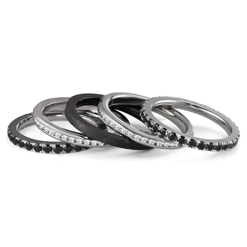 Memory ring Stainless steel Zirconia Black