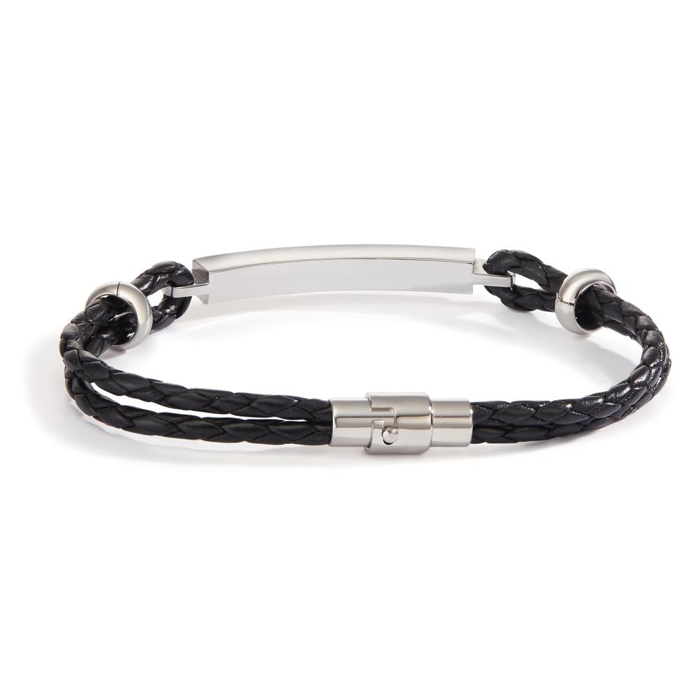 Engravable bracelet Leather, Stainless steel 20 cm