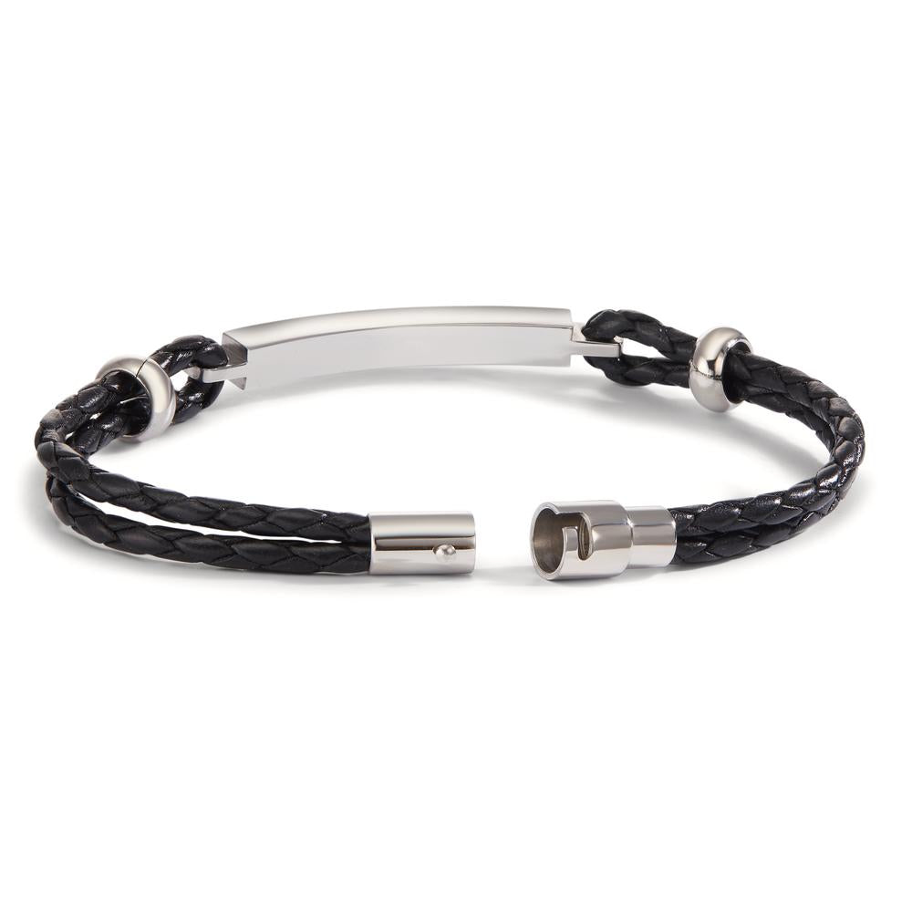 Engravable bracelet Leather, Stainless steel 20 cm