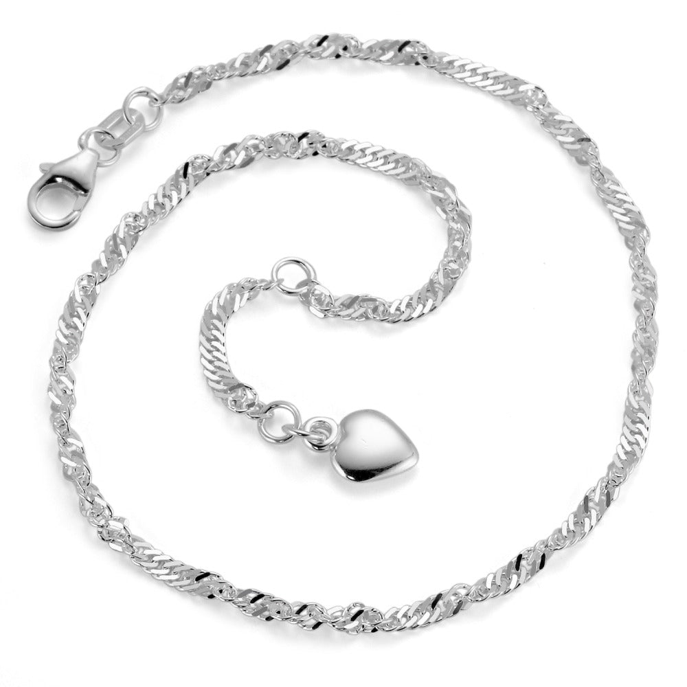 Anklet Silver Heart 23-25 cm