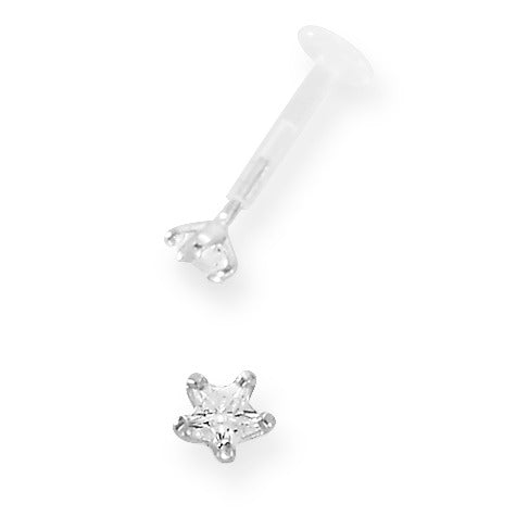 Piercing Medoflon, Stainless steel Crystal Silver plated Ø4 mm