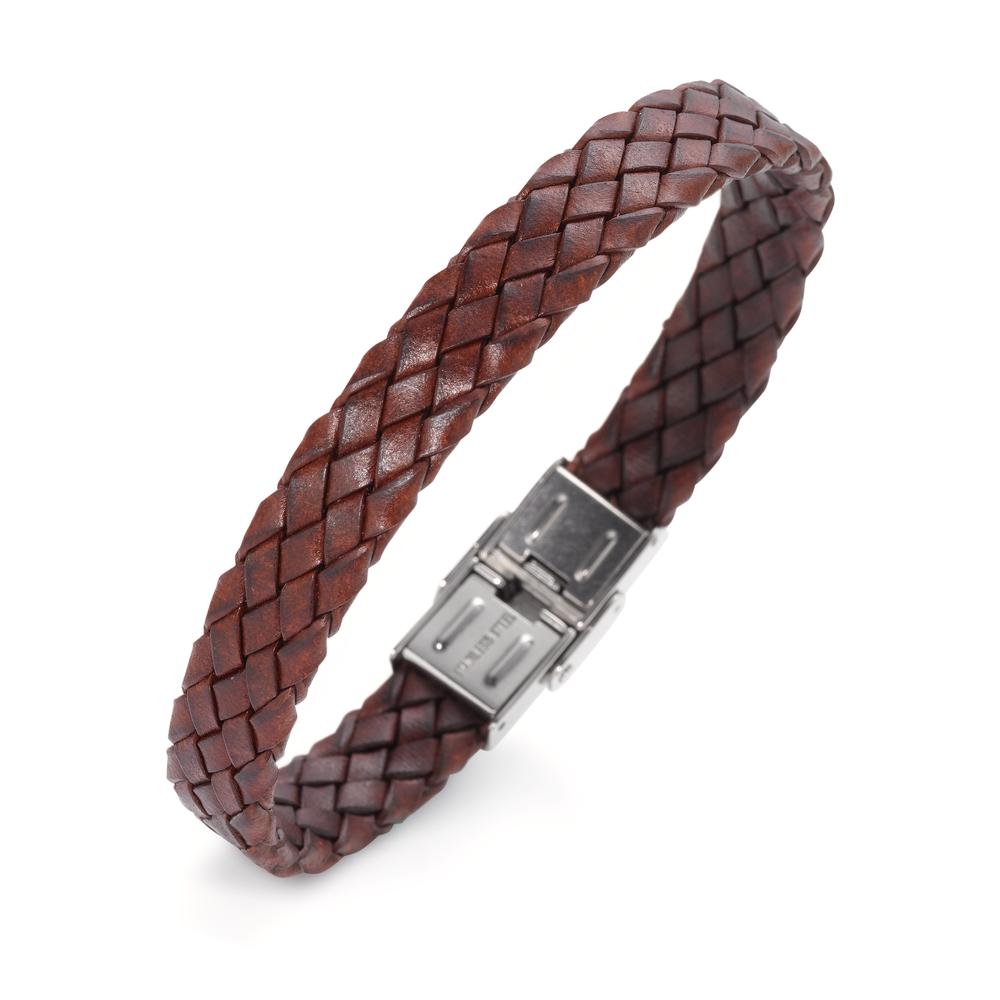 Bracelet Leather, Stainless steel 21 cm