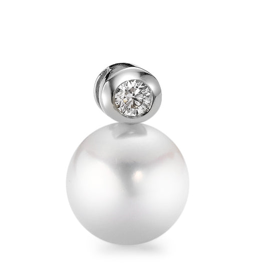 Pendant 18k White Gold Diamond 0.10 ct, w-si Freshwater pearl