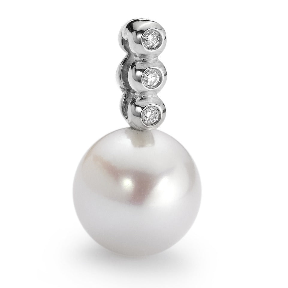 Pendant 18k White Gold Diamond 0.03 ct, w-si Freshwater pearl