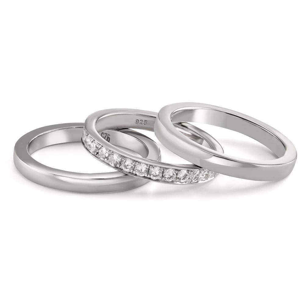 Memory ring Silver Zirconia White Rhodium plated