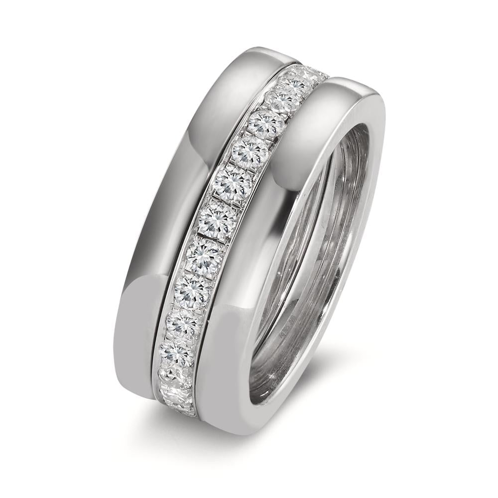 Memory ring Silver Zirconia White Rhodium plated