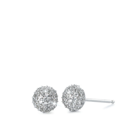 Stud earrings Silver Zirconia White Rhodium plated