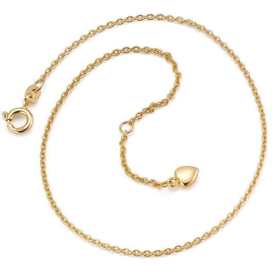 Anklet 14k Yellow Gold Heart 23-25 cm Ø1 mm