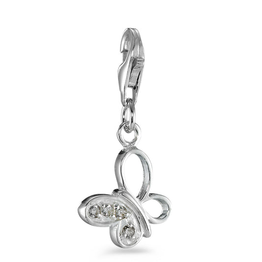 Charms Silver Zirconia White, 4 Stones Butterfly