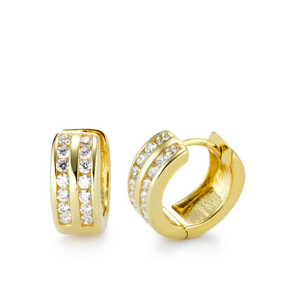 Hinged hoop 9k Yellow Gold Zirconia White, 28 Stones