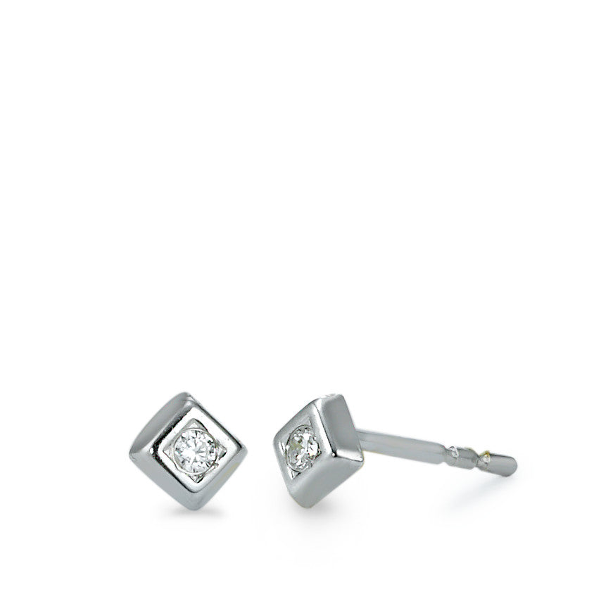 Stud earrings 9k White Gold Zirconia White, 2 Stones