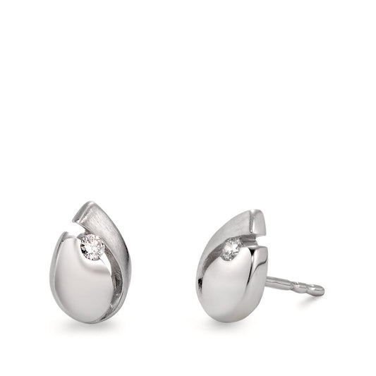 Stud earrings 9k White Gold Zirconia White, 2 Stones