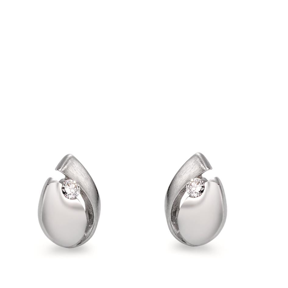 Stud earrings 9k White Gold Zirconia White, 2 Stones