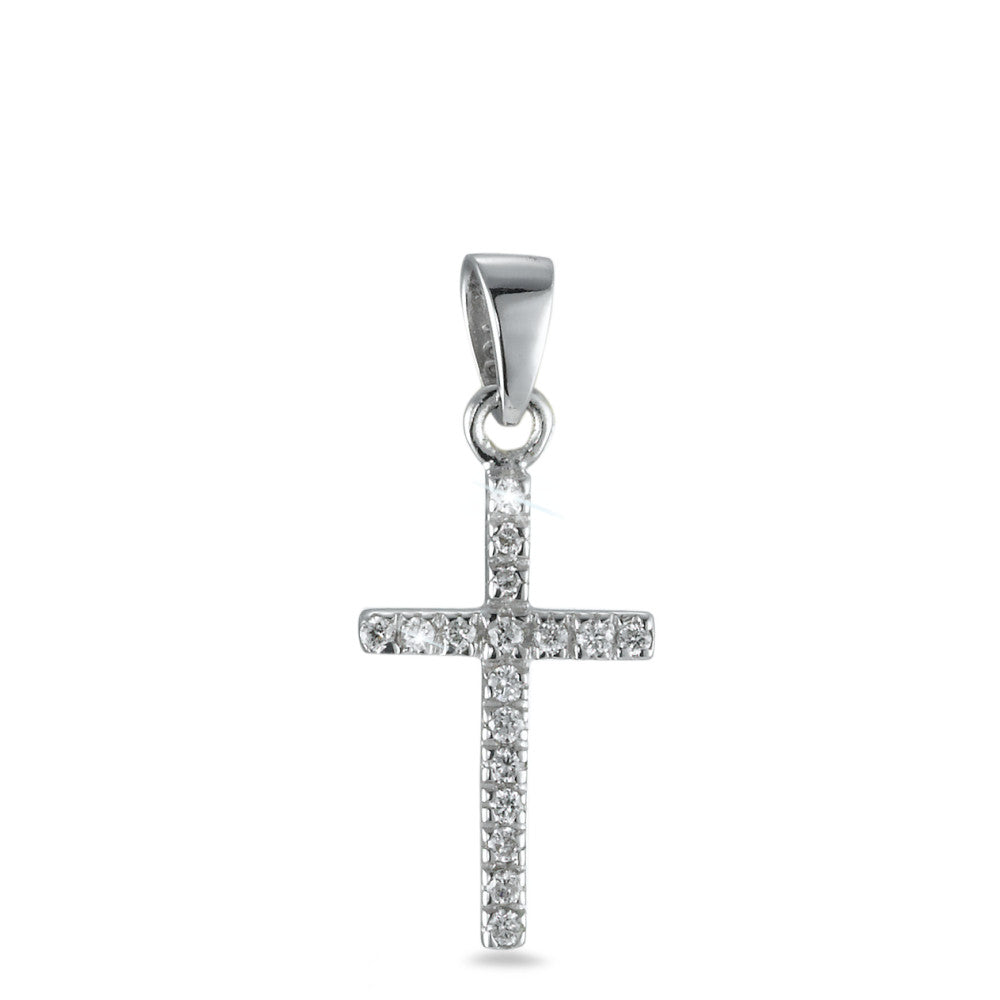 Pendant 18k White Gold Diamond White, 0.09 ct, 17 Stones, w-si Cross