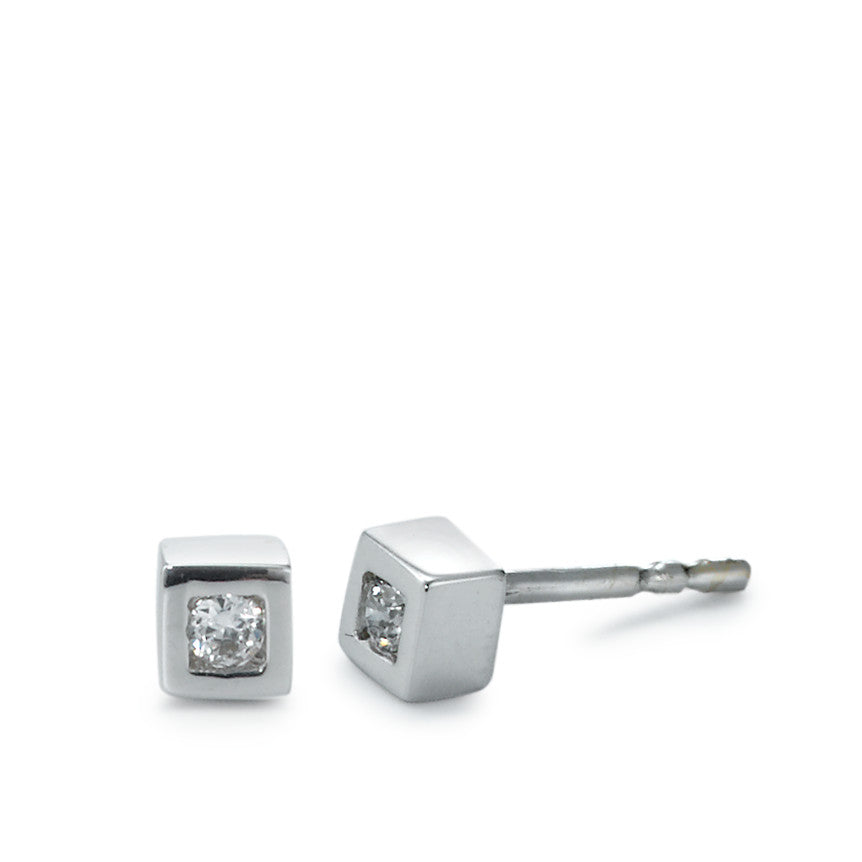 Stud earrings 18k White Gold Zirconia 2 Stones