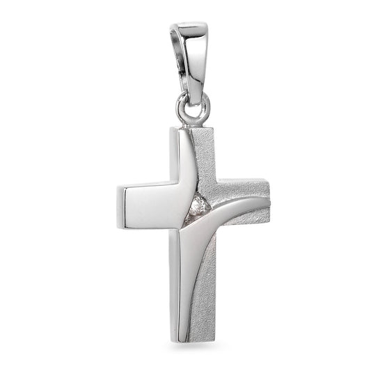 Pendant Silver Zirconia Rhodium plated Cross