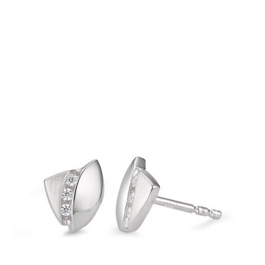 Stud earrings Silver Zirconia 6 Stones Rhodium plated