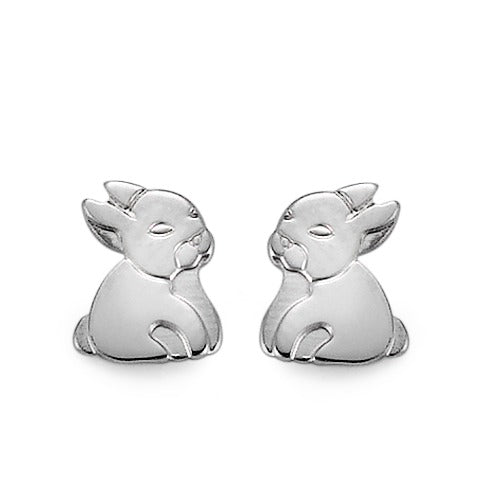 Stud earrings Silver Rhodium plated Hare