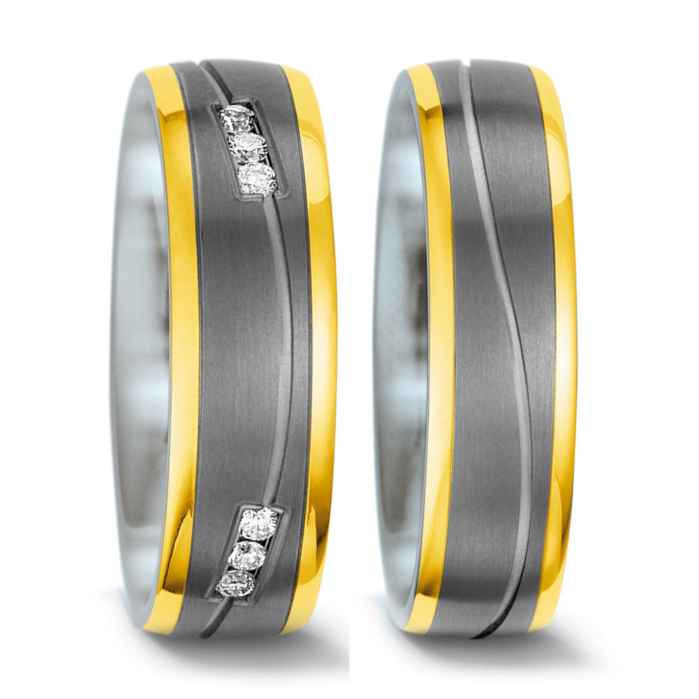 Wedding Ring Titanium, 14k Yellow Gold