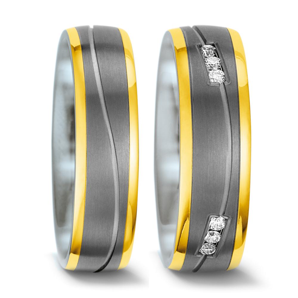 Wedding Ring Titanium, 14k Yellow Gold