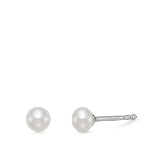 Stud earrings Silver Rhodium plated Freshwater pearl