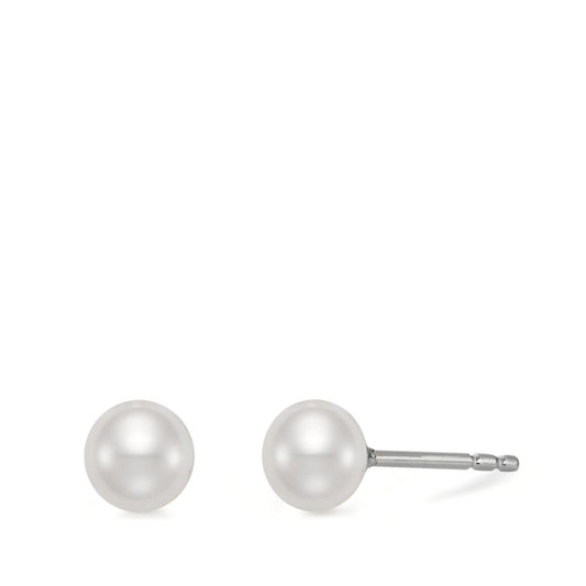 Stud earrings Silver Rhodium plated Freshwater pearl