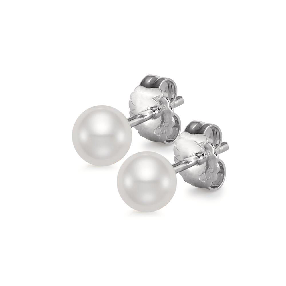 Stud earrings Silver Rhodium plated Freshwater pearl