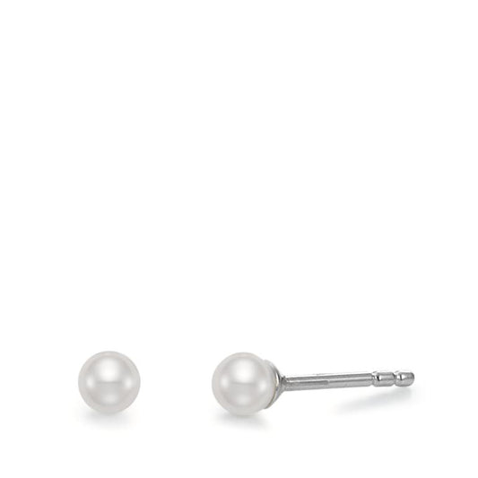 Stud earrings Silver Rhodium plated Freshwater pearl