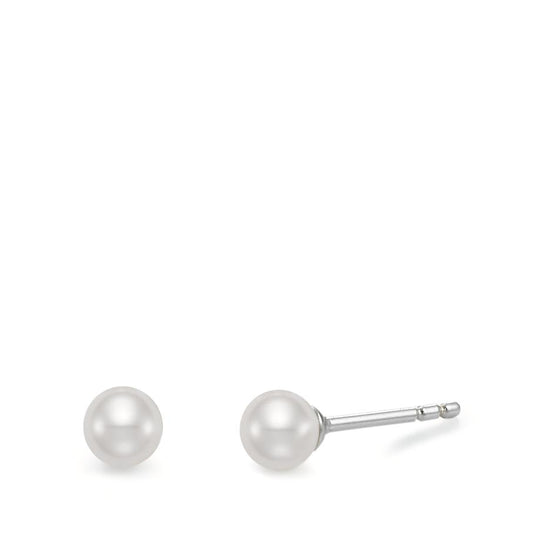 Stud earrings Silver Rhodium plated Freshwater pearl