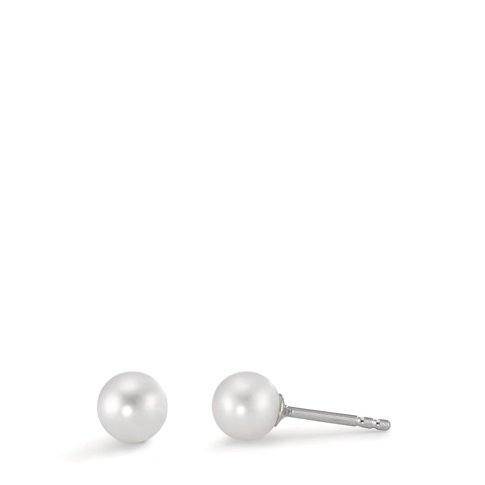 Stud earrings Silver Rhodium plated Freshwater pearl