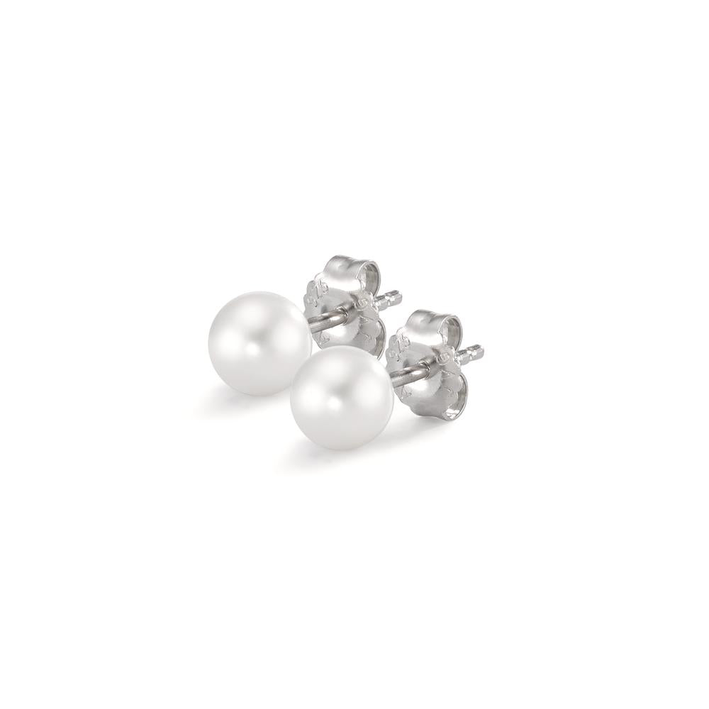 Stud earrings Silver Rhodium plated Freshwater pearl