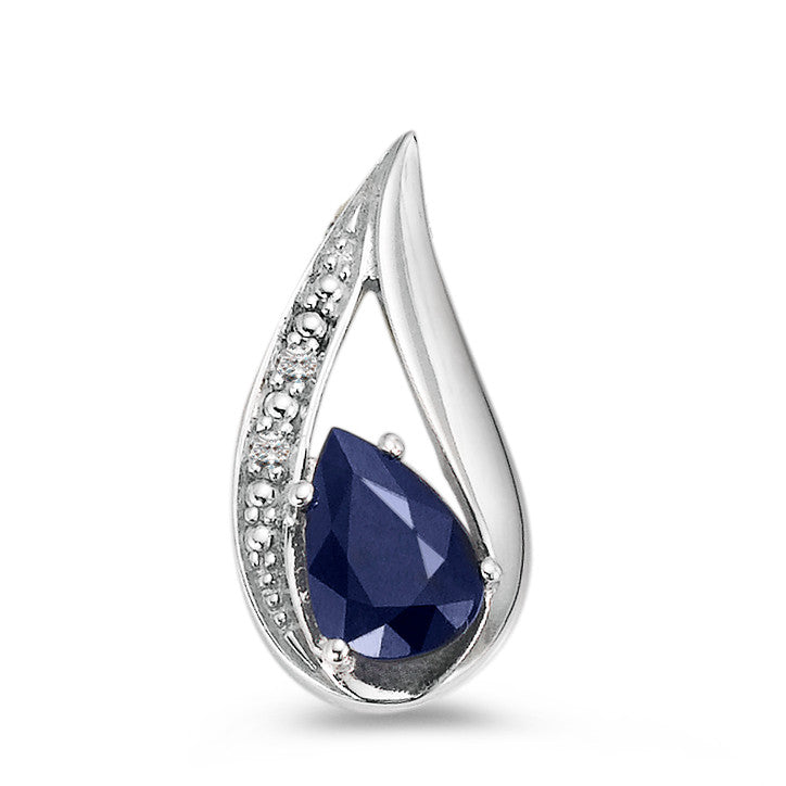 Pendant 18k White Gold Sapphire Blue, drops, Diamond White, 0.01 ct, w-pi1