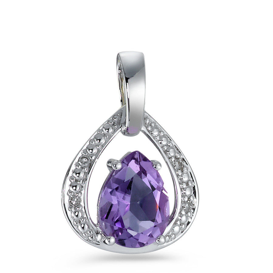 Pendant 18k White Gold Diamond Violet, 0.02 ct, 5 Stones, faceted, p1